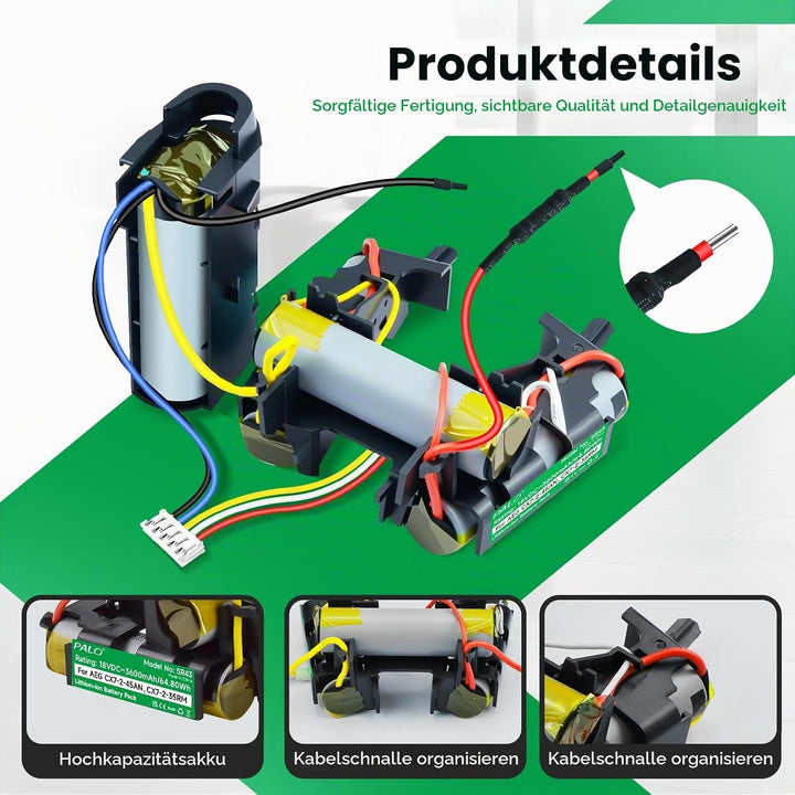 18V/3600mAh Akku für Electrolux AEG CX7, Kompatibel mit AEG CX7-2-45AN,CX7-2-45MÖ,CX7-2-35RM,CX7-35W