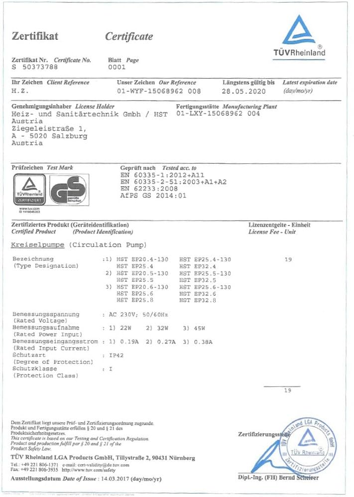 HST | Hocheffiziente Heizungspumpe | Umwälzpumpe | HST EP 25-40/180 mm | 4 Meter Förderhöhe