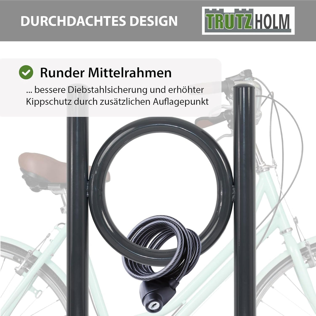 TRUTZHOLM Fahrradanlehnbügel 115 x 52 cm Stahl pulverbeschichtet Rohrdurchmesser Ø 60 mm Fahrradstän