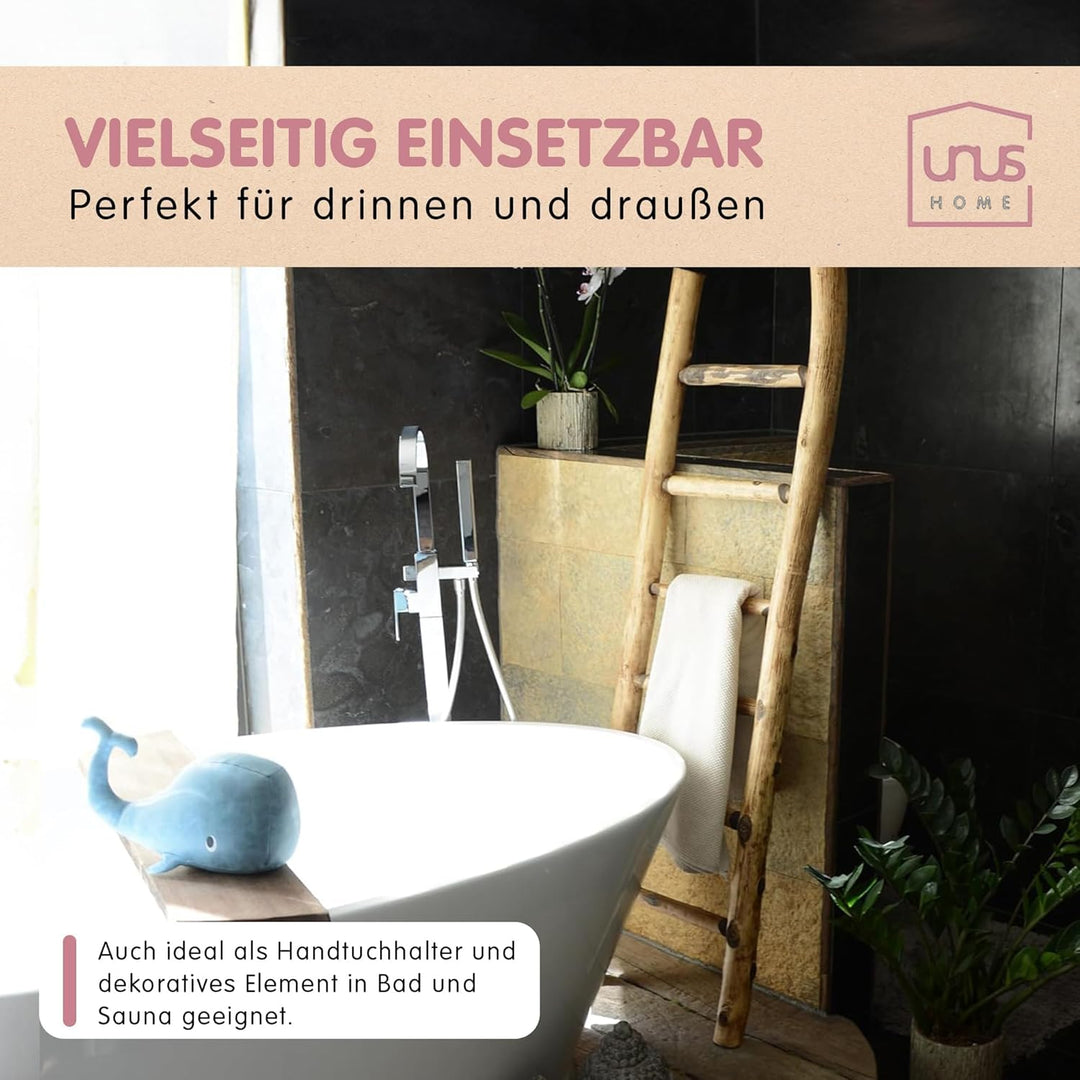UNUS Dekoleiter Holzleiter Deko Leiter Wand Dekoration Handtuchhalter 150cm weiss Weiss 150 cm, Weis