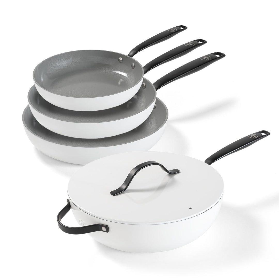 Be Living Essential Pfannenset 4-teilig, Bratpfanne 20/24/28 cm + Wokpfanne 30 cm mit Deckel, Non St