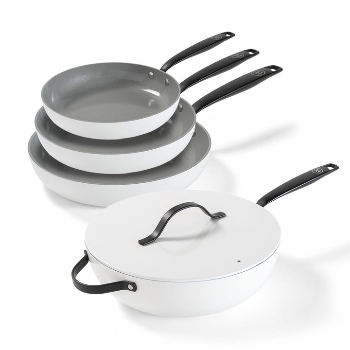 Be Living Essential Pfannenset 4-teilig, Bratpfanne 20/24/28 cm + Wokpfanne 30 cm mit Deckel, Non St