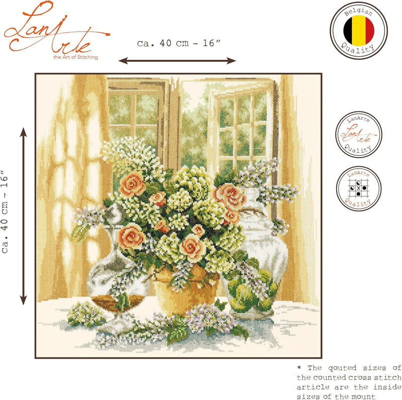 Lanarte Zählmusterpackung Sonniger Morgen Kreuzstichpackung, Baumwolle, Mehrfarbig, 40 x 40 x 0.3 cm
