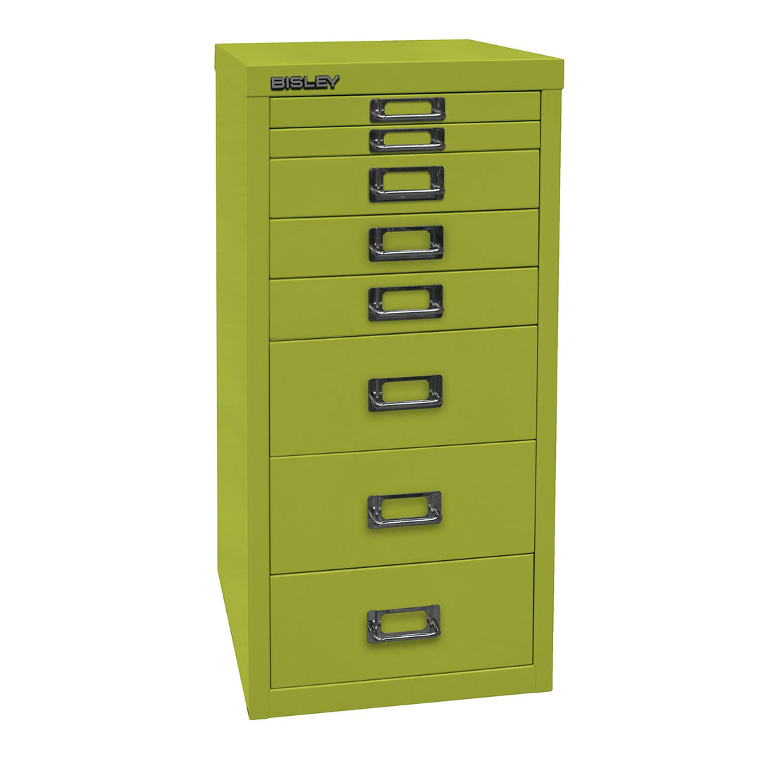 Bisley MultiDrawer, 29er Serie, DIN A4, 8 Schubladen, Metall, 604 Grün, 38 x 27.9 x 59 cm, 604 Grün