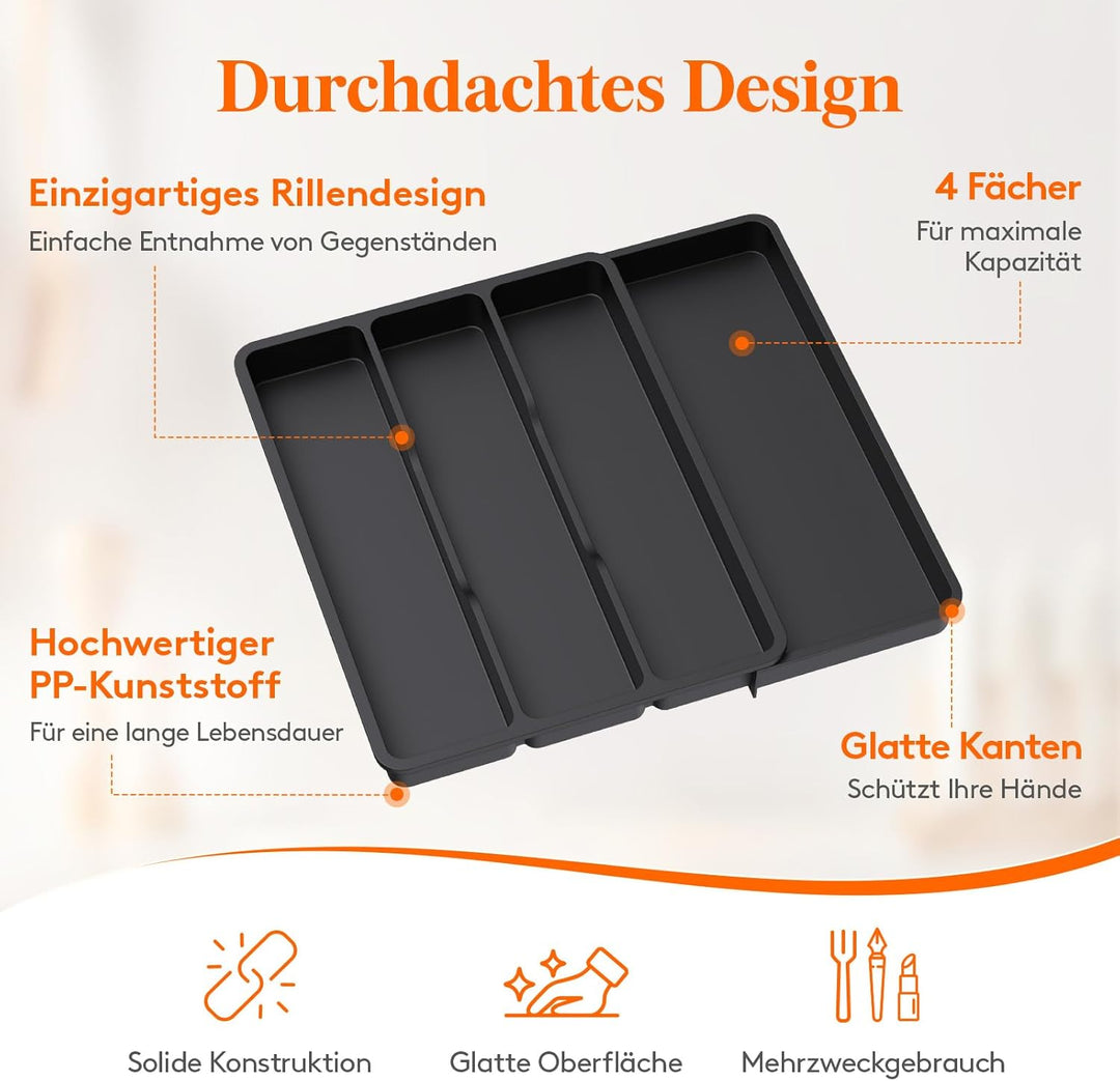 Lifewit Besteckkasten für Schubladen, Küchenutensilienhalter erweiterbar auf 43,9 cm, Schubladen Org