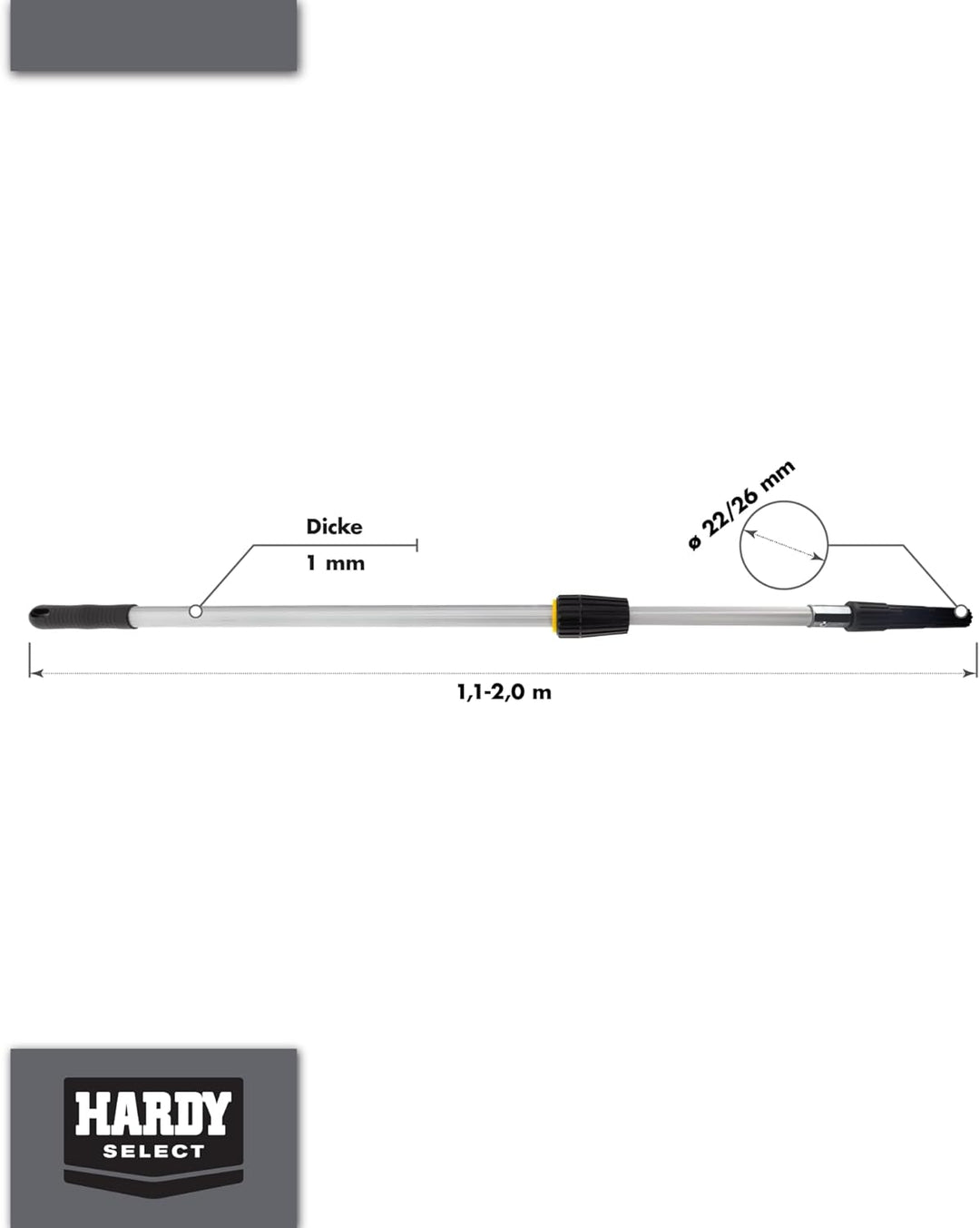 Hardy Working Tools Zwei-System-Aluminium-Teleskopstiel 1,1- 2,0 m, 1,1- 2,0 m