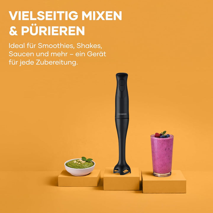 Severin Stabmixer zum Pürieren und Zerkleinern, Mixstab, abnehmbarer Mixfuss, Turbotaste, 2-Klingen-