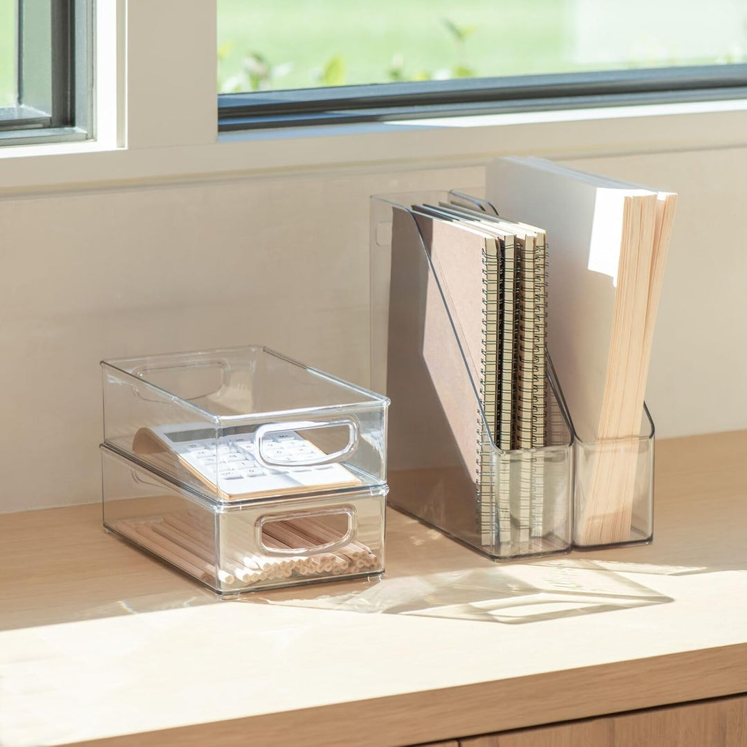 mDesign Plastic File Folder Bin Storage Organizer - Vertikal mit Griff - Hält Notizbücher, Ordner, U
