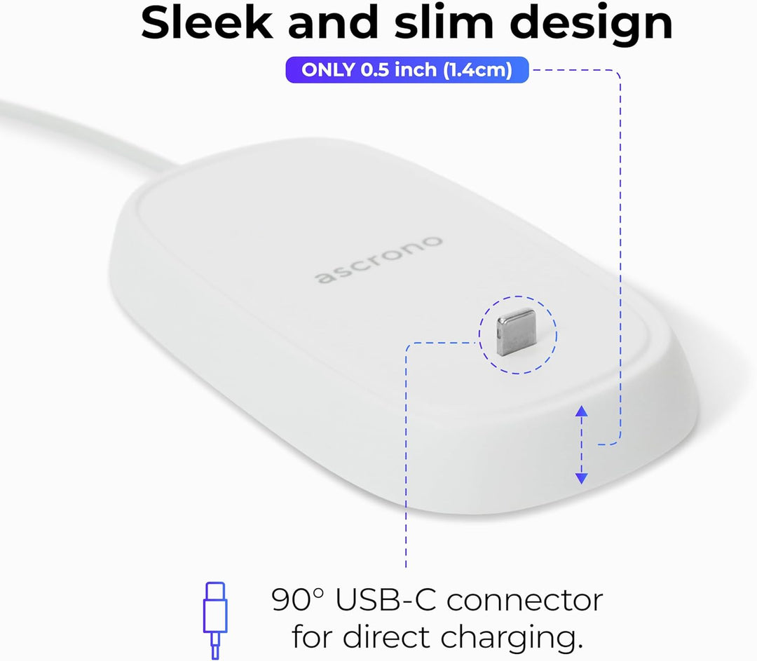 Ascrono - Ladestation kompatibel mit Magic Mouse - Weiss - Perfektes Zubehör | Nutzbar als Ladestati