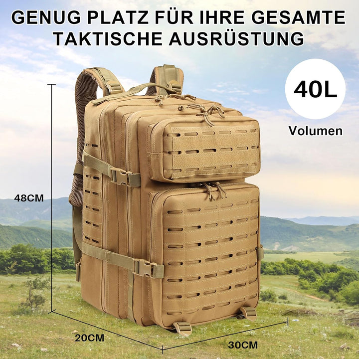 SHANNA Trekkingrucksack, Wanderrucksäcke Militärrucksack 45L Armee Rucksack MOLLE Assault Pack Takti