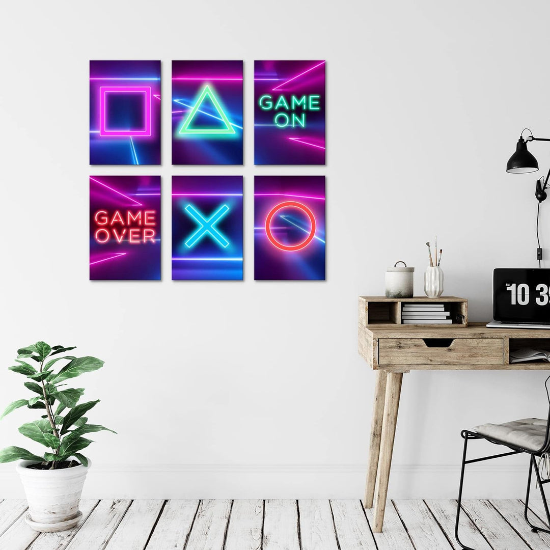 Novart Wandbilder Set - KOMPLETT AUFHÄNGFERTIG - Made in Germany - Moderne Bilder Gaming Spielkonsol