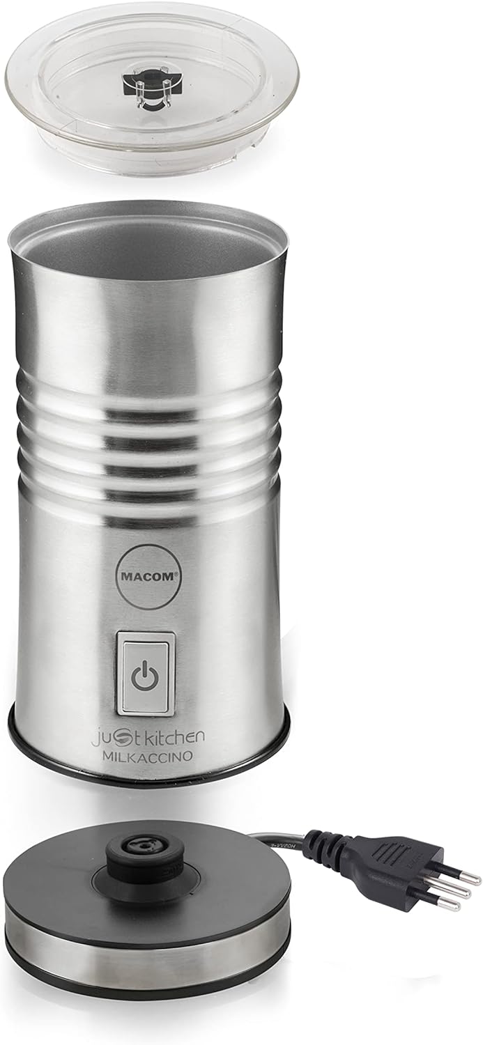 Macom Just Kitchen 867 milkaccino montieren schäumt/Elektrischer Milchschäumer, Edelstahl gebürstet