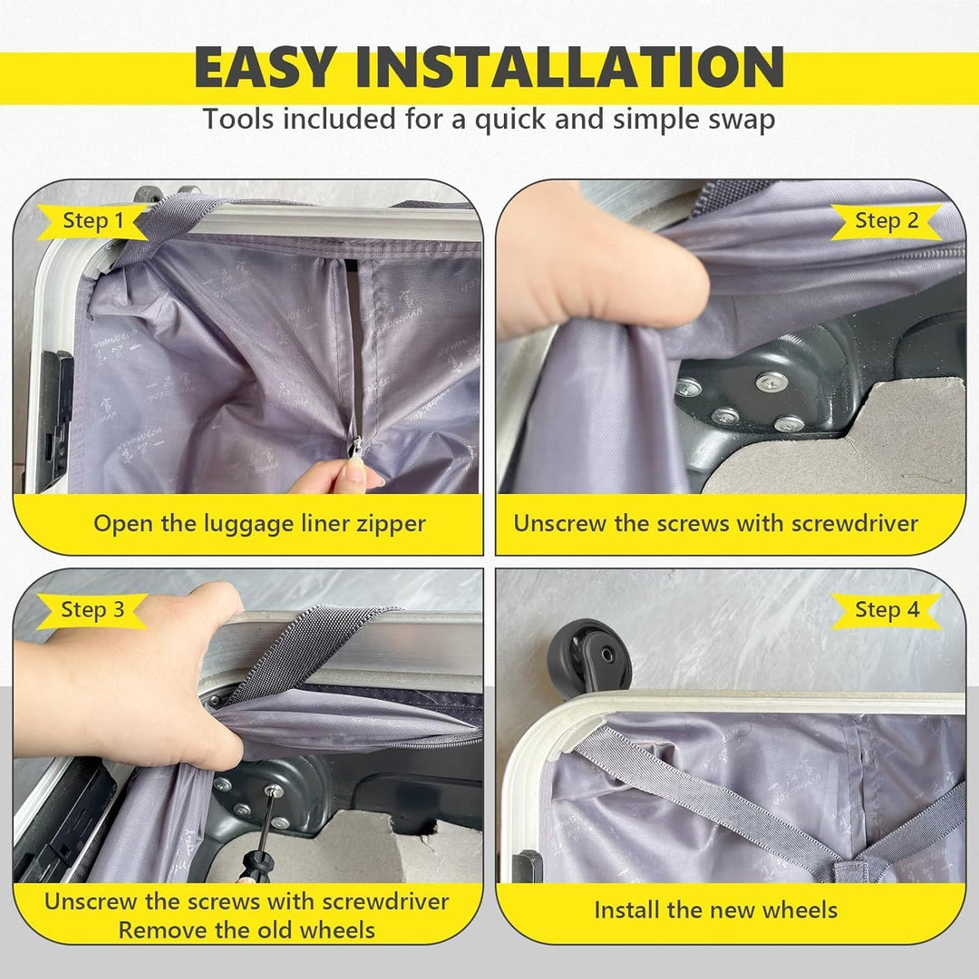 Tobeso-Nuoze Replacement Luggage Wheel 4 Stück Kofferrollen Ersatzrollen Ersatzräder für Koffer Repa