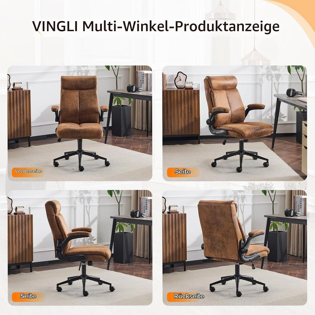 Bonnlo Ergonomischer Bürostuhl, Schreibtischstuhl mit hochklappbarer Armlehne, Computerstuhl, Drehst