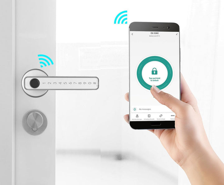 VisorTech Türbeschlag Fingerprint: 3er-Set Sicherheits-Türbeschläge mit Fingerabdruck-Scanner, PIN &amp;