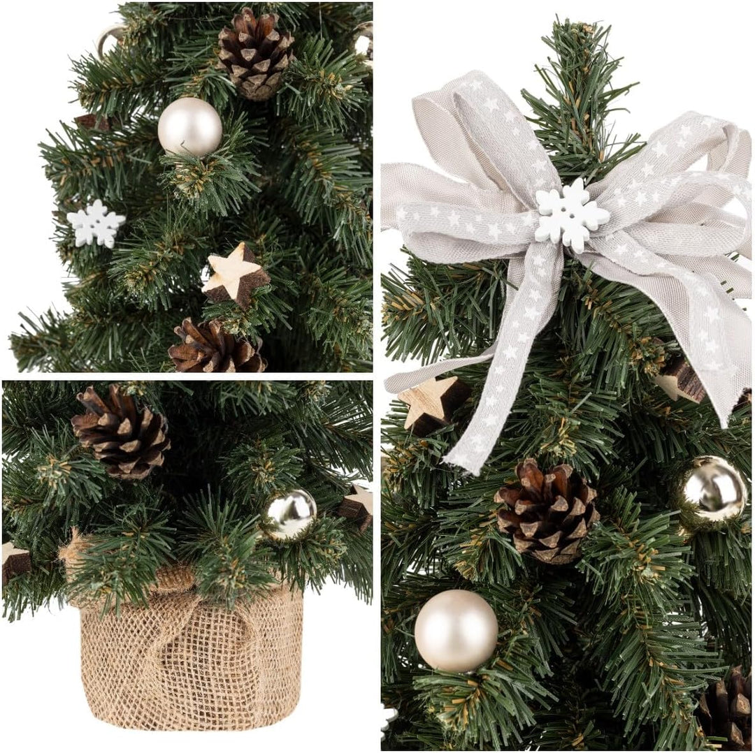 Creative Home Kleiner Weihnachtsbaum Champagner Geschmückt | Höhe 40 cm | Künstlicher Tannenbaum Min