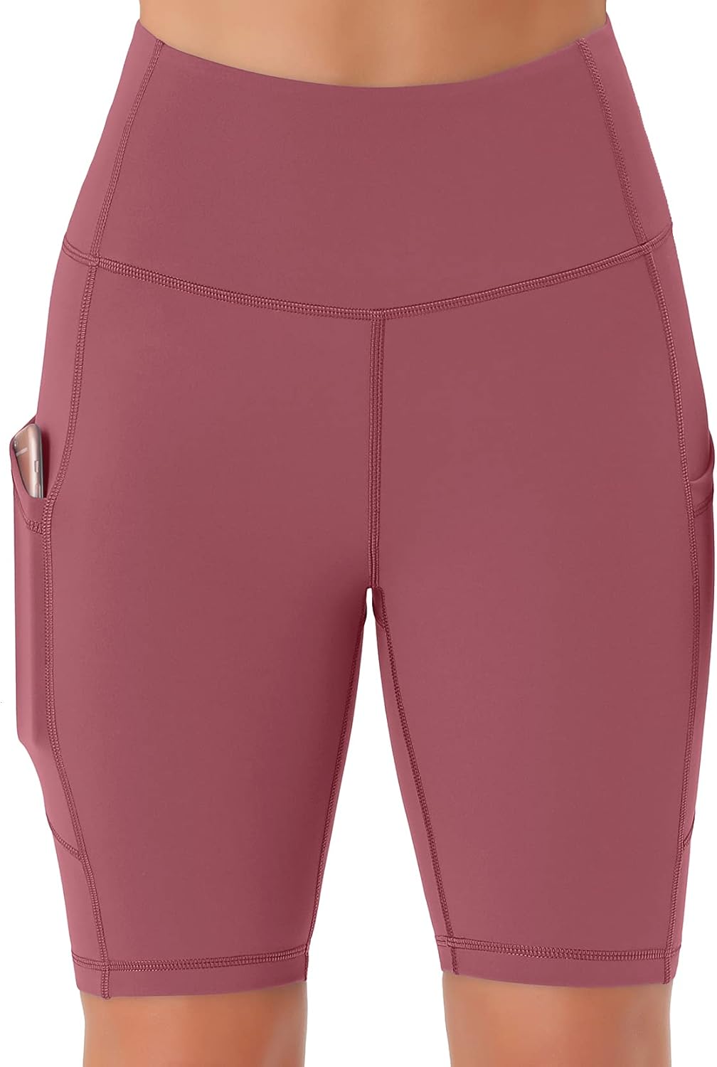 Persit Damen Kurze Leggings, Blickdicht Radlerhose mit Taschen XS Dustyrose, XS Dustyrose