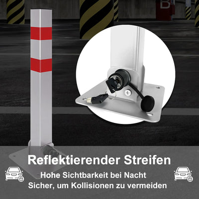 XMTECH 1 Stück Parkplatzsperre Parkpfosten Klappbar mit 3 Schlüssel - Robust und Stabil Absperrpfost