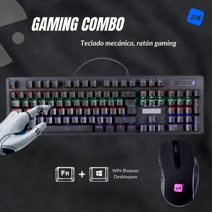 NK Onyx Gaming Pack Mechanische Tastatur Cherry MX Blue Switch RGB LED, 105 Tasten + programmierbare