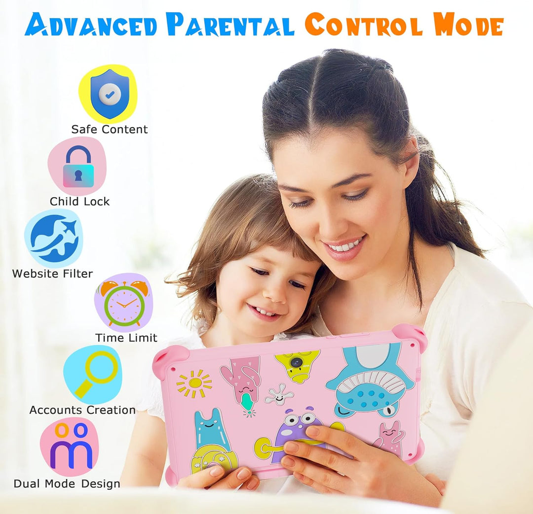 VESWWE Kinder Tablet 7 Zoll Android Tablet für Kinder 32GB ROM Kindertablet mit Schutzhülle WiFi6 Ki