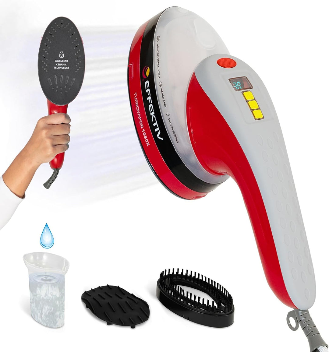 Dampfglätter EFFEKTIV TurboVapor 1050X, Kontinuierlicher Dampf 400mg/min, 3in1 Ultra-Kompakt Dampfbü