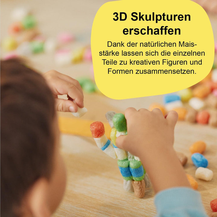 Playmais Classic Firetruck | 800 Teile | Bastelset | natürliches Spielzeug | inkl. Schwämmchen, Bast