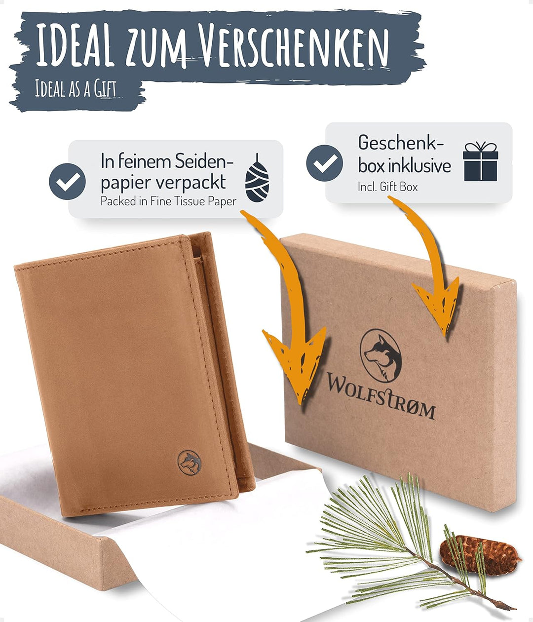 Geldbörse Herren Damen Leder Klein Münzfach RFID Hochformat 'Svåla' – Mini Portemonnaie, Slim-Wallet