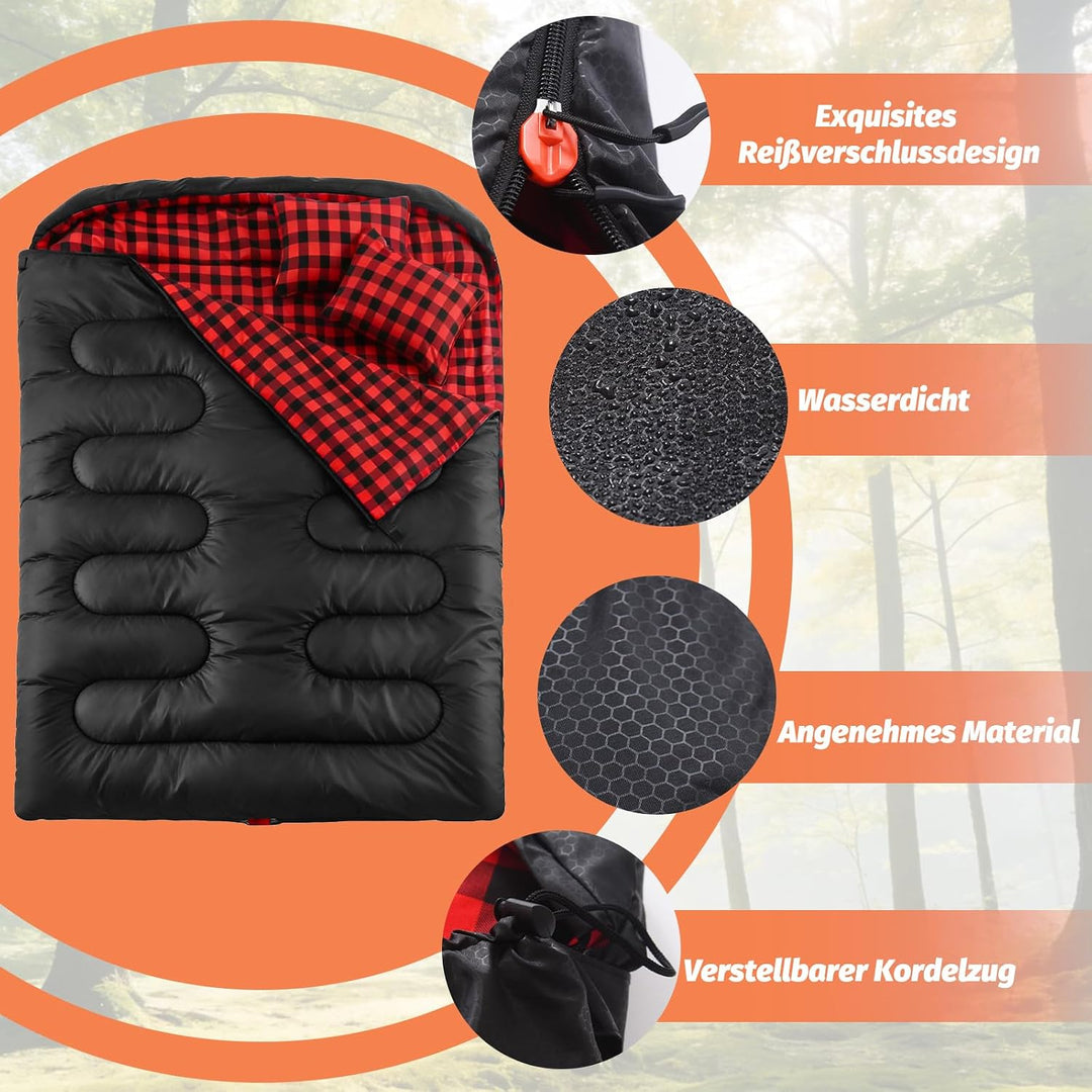SWTMERRY Camping Doppelschlafsack für Erwachsene - Schlafsack 2 Personen, 230x160cm Deckenschlafsäck