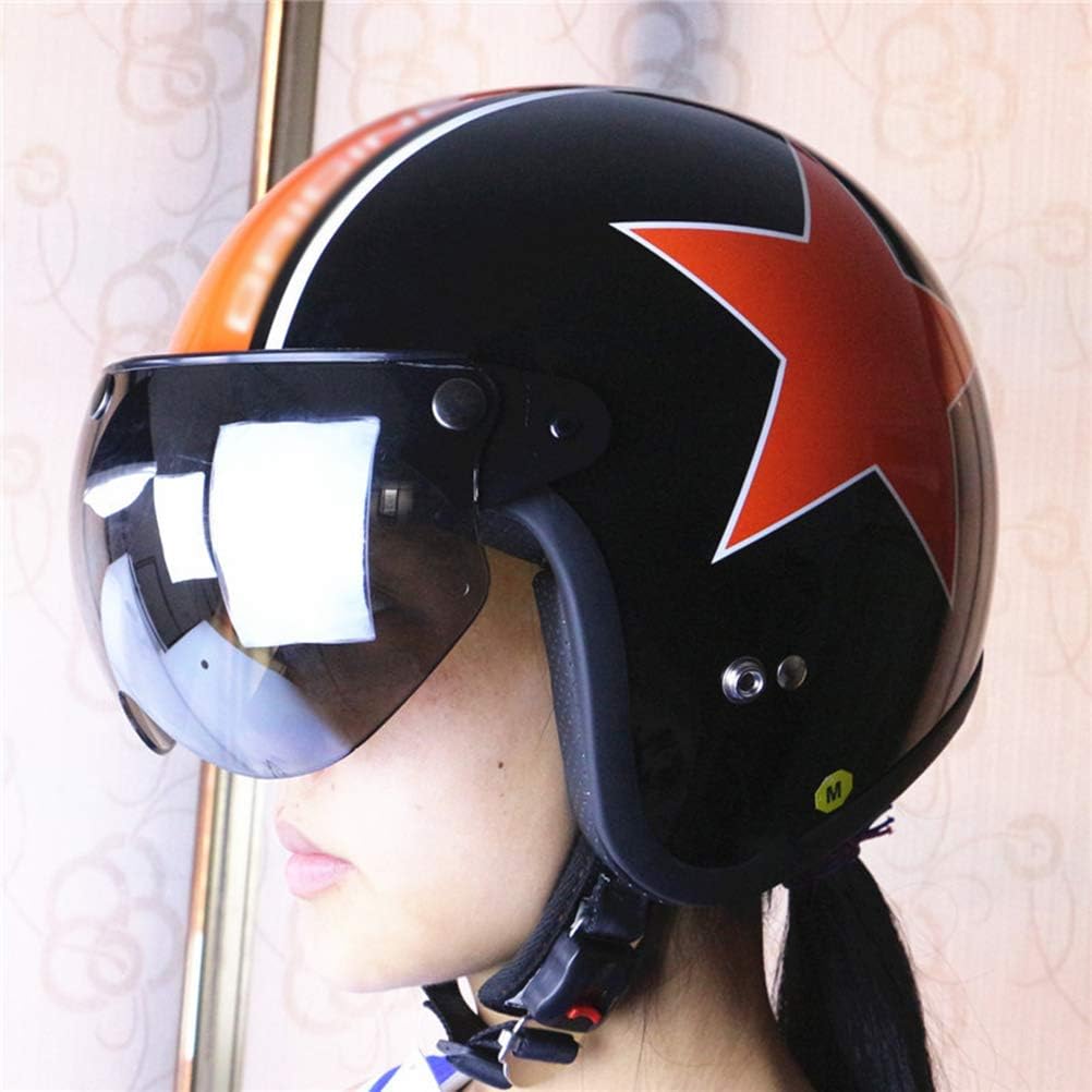 Wopohy Helmvisier Universelles 3 Druckknopf Winddichtes Sonnenschutz Halbgesicht-Retro Motorradhelm