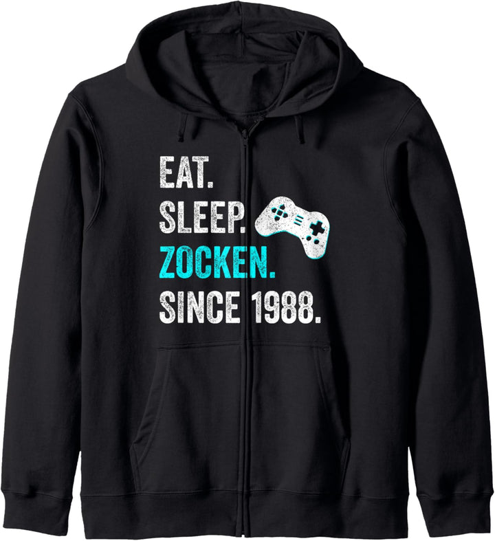 Geburtstag Geschenk Junge Mann Eat Sleep Zocken Jahr 1988 Kapuzenjacke