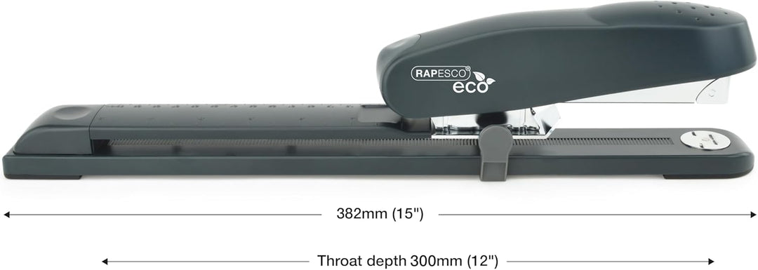 Rapesco R79026A3 790 Langarm Heftgerät, Typ 24/6mm oder 26/6mm, Frontladung Schwarz, Heftgerät