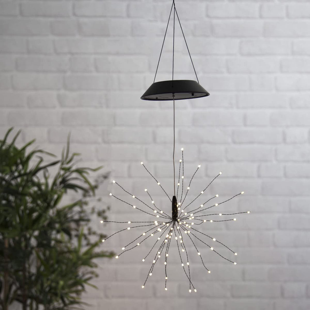 MARELIDA LED Solar Gartendeko Feuerwerk - 90 warmweisse LED - H: 45cm D: 26cm - Dämmerungssensor - h
