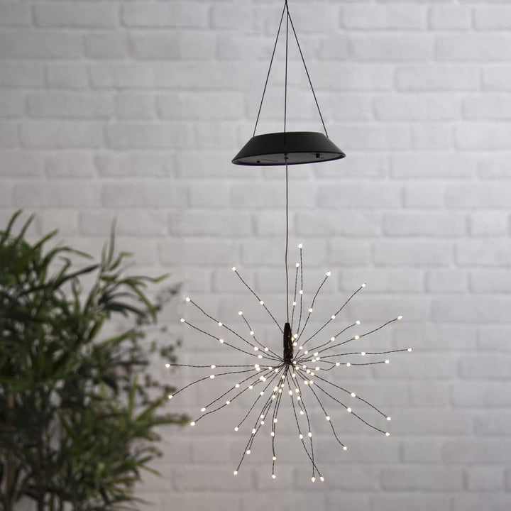 MARELIDA LED Solar Gartendeko Feuerwerk - 90 warmweisse LED - H: 45cm D: 26cm - Dämmerungssensor - h