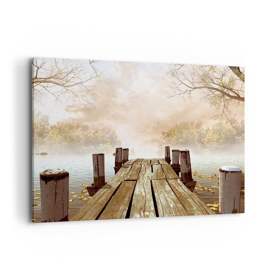 Bilder auf Leinwand 100x70cm Leinwandbild Illustration herbst landschaft bäume Gross Wanddeko Bild S