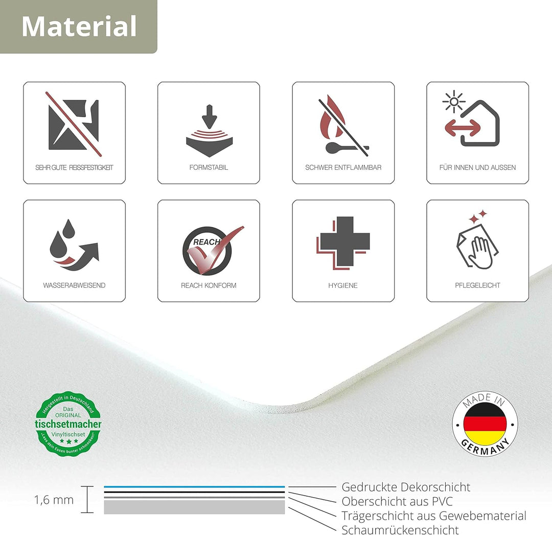 Tischsets | Platzsets abwaschbar – Leder Optik Braun – aus Premium Vinyl (Kunststoff – BPA-frei) - 4