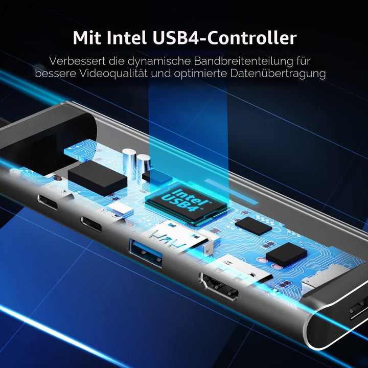 j5create USB4 Multi-Port Hub-5 in 1 USB4 Hub mit PD 85W/Dual 4K Display/DisplayPort 1.4/USB-A/USB-C