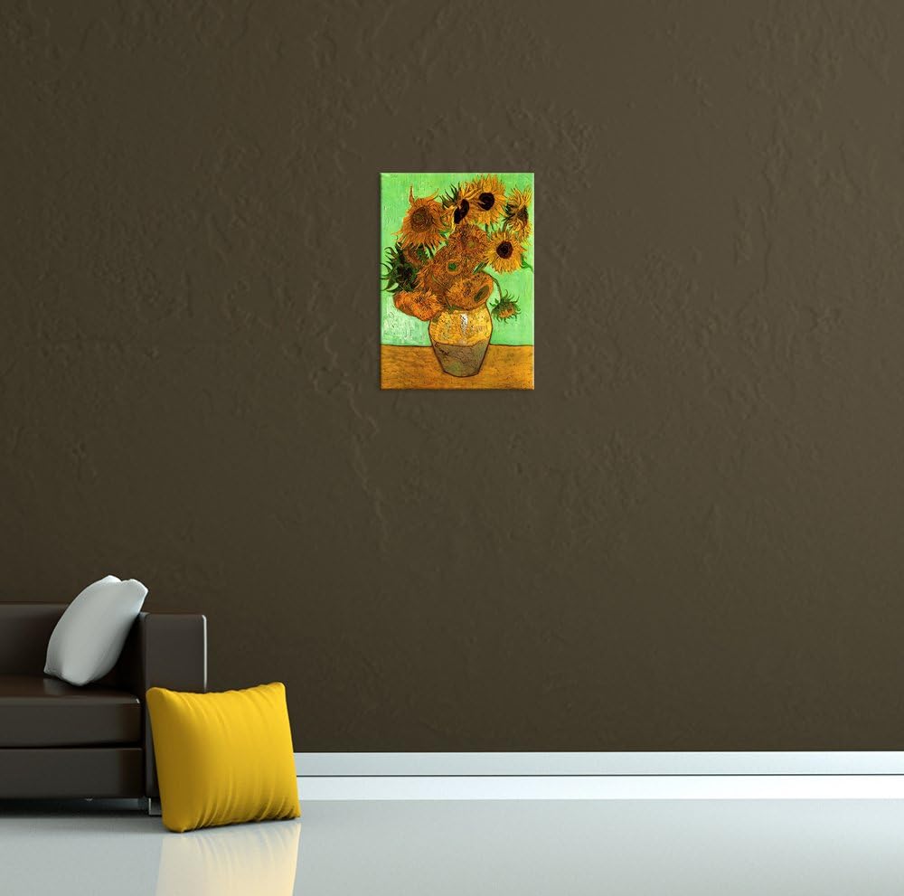 Bilderdepot24 Bild auf Leinwand | Vincent van Gogh Zwölf Sonnenblumen in 50x70 cm als Wandbild | Wan