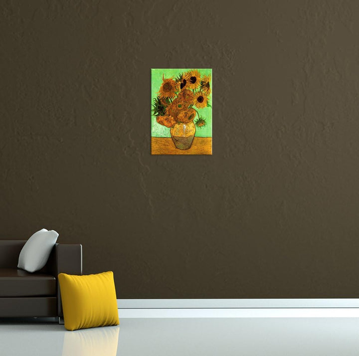 Bilderdepot24 Bild auf Leinwand | Vincent van Gogh Zwölf Sonnenblumen in 50x70 cm als Wandbild | Wan