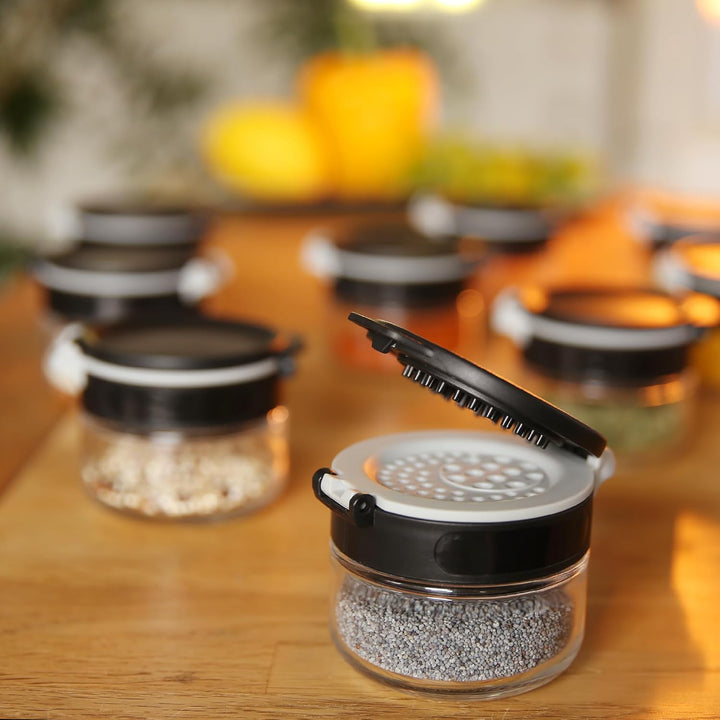 your GEAR Gewürzstreuer Double-Flip - Gewürzdosen in 2 Grössen (200ml + 85ml) aus Glas mit drehbarem