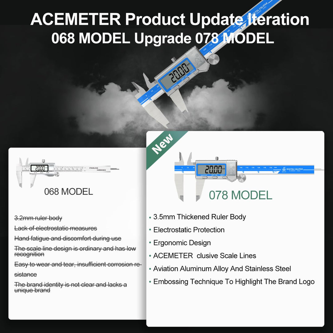 Digital Caliper 6 Inch Measuring Tool Stainless Steel Vernier Caliper Digital Micrometer with Large