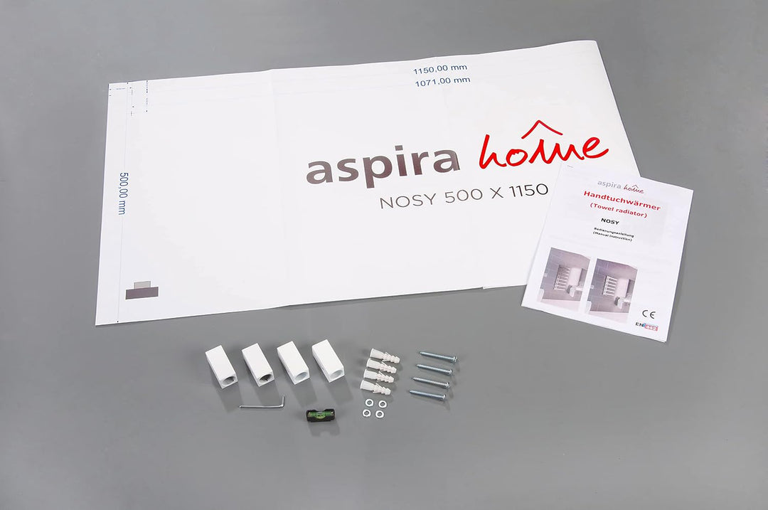 Aspira Home Badheizkörper Handtuchwärmer „Nosy“ Moderner Design - Weiss - Mittelanschluss 1/2“ - 500