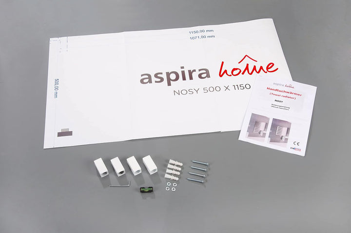Aspira Home Badheizkörper Handtuchwärmer „Nosy“ Moderner Design - Weiss - Mittelanschluss 1/2“ - 500