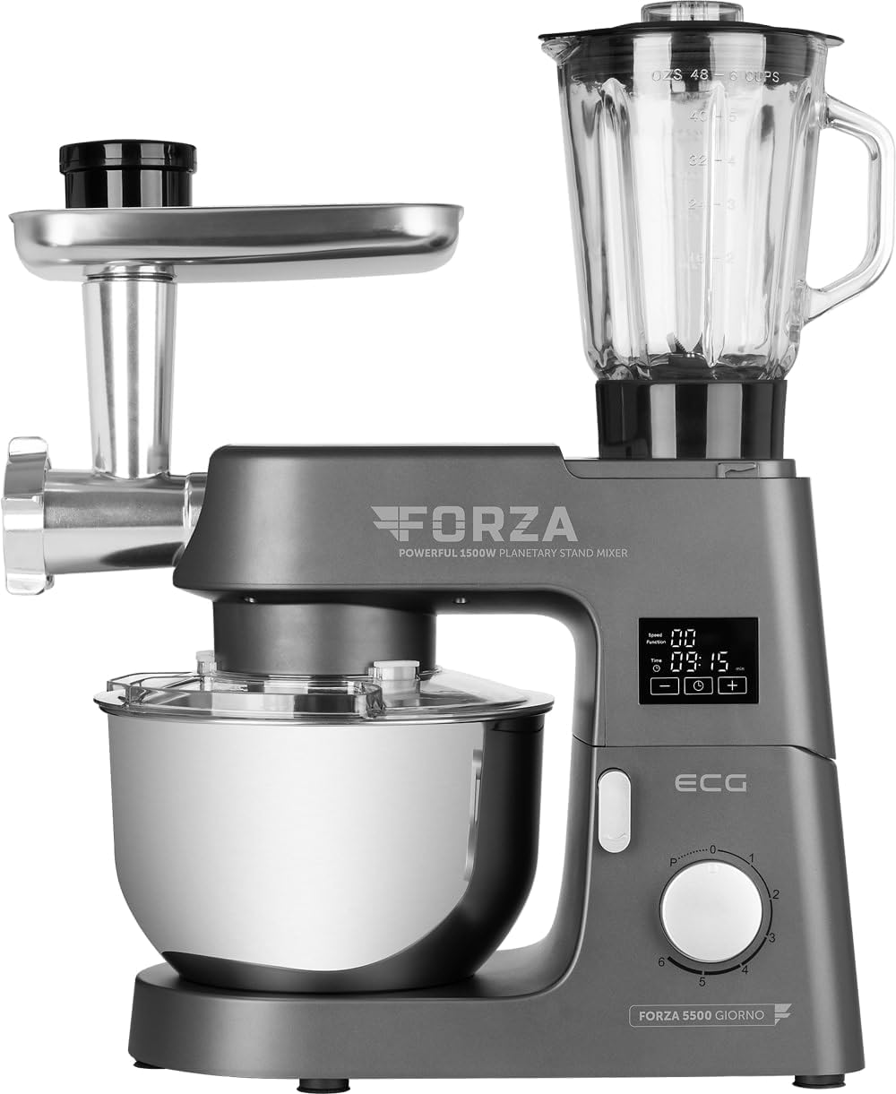 ECG Küchenmaschine FORZA 5500 Giorno Scuro 1.500 W 6 Geschwindigkeiten 6,5 L