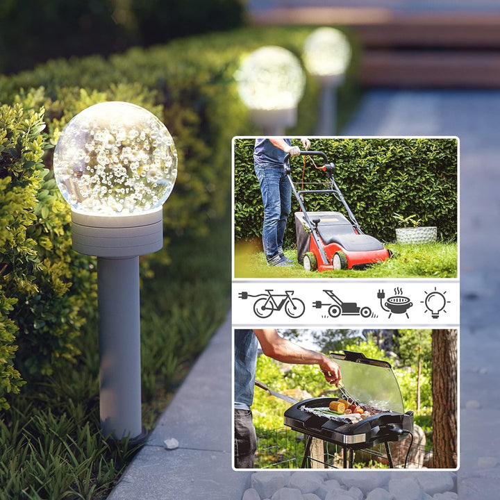 ledscom.de 2X Garten-Steckdosensäule POMI mit Erdspiess für aussen, IP44, Timer/Zeitschaltuhr, 2-Fac