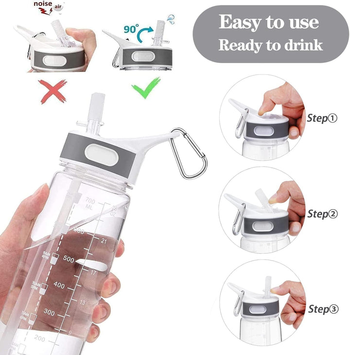Louis Donné 800ml Transparent Auslaufsicher Trinkflasche Sports Wasserflasche Mit Zeitmarkierungs-Tr