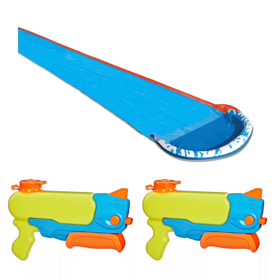 BANZAI Outdoor Party Pack: 1 Rasen-Wasserrutsche 4,88m & 2 Wasserblaster kompatibel mit NERF Super S
