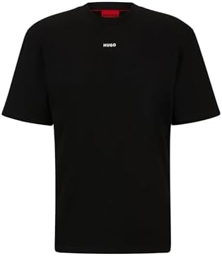 HUGO Herren Dapolino Relaxed-Fit T-Shirt aus Baumwoll-Jersey mit Logo-Print XS Black1, XS Black1