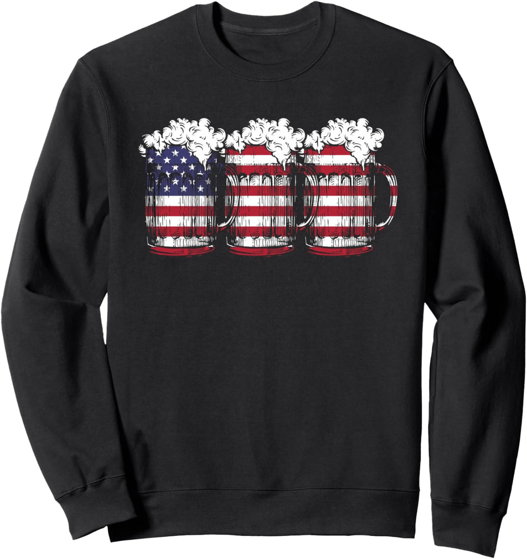 Bier Amerikanisch USA Flagge 4. Juli Merica Biertrinker Sweatshirt