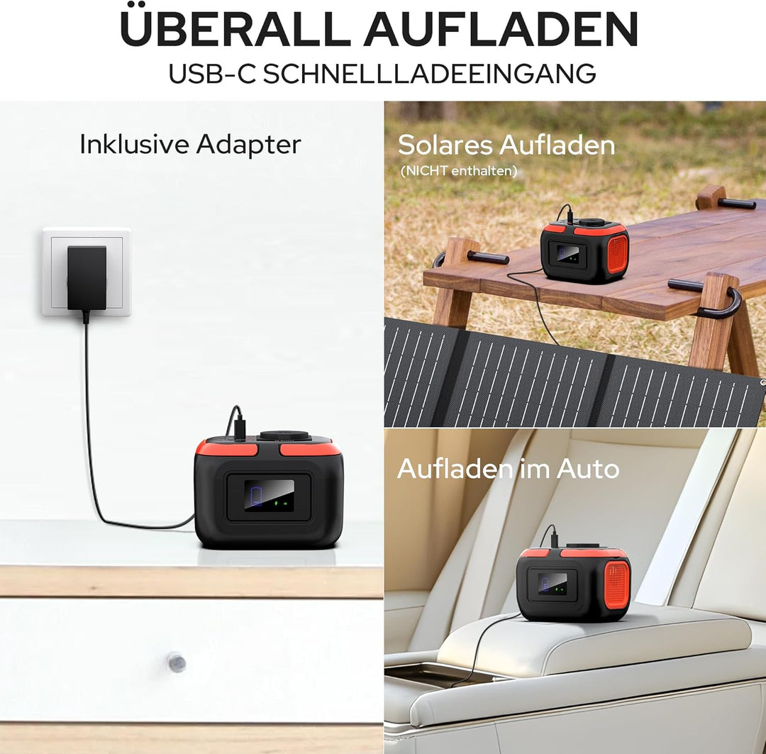 SinKeu Tragbares Powerstation 97Wh, 26400mAh Powerbank mit 120W 230V AC Steckdose, 12V DC, USB Ports