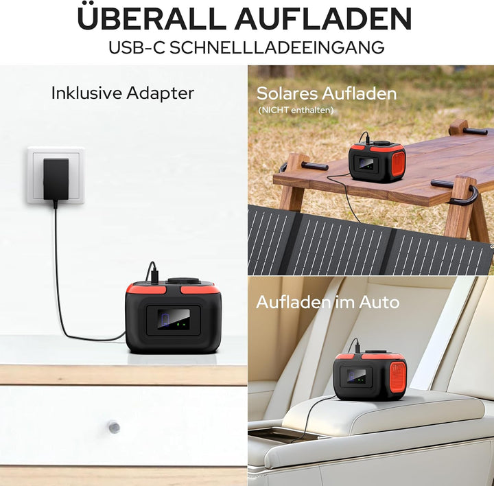 SinKeu Tragbares Powerstation 97Wh, 26400mAh Powerbank mit 120W 230V AC Steckdose, 12V DC, USB Ports